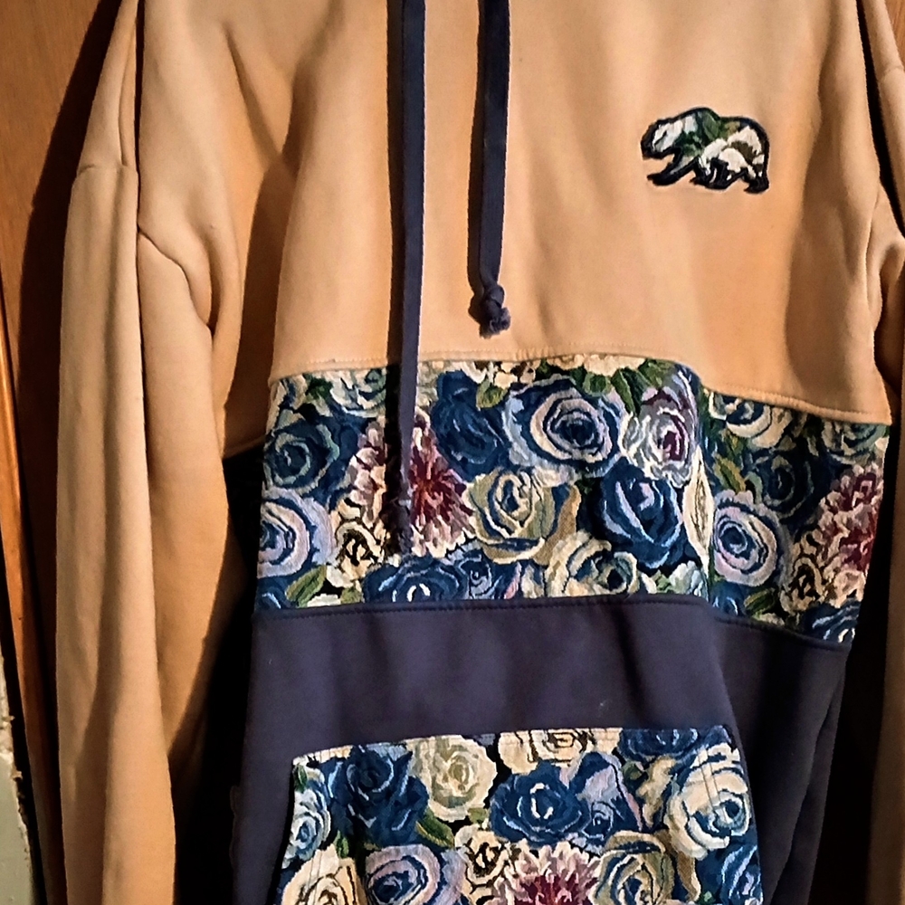 Floral Hoodie with Bear Logo